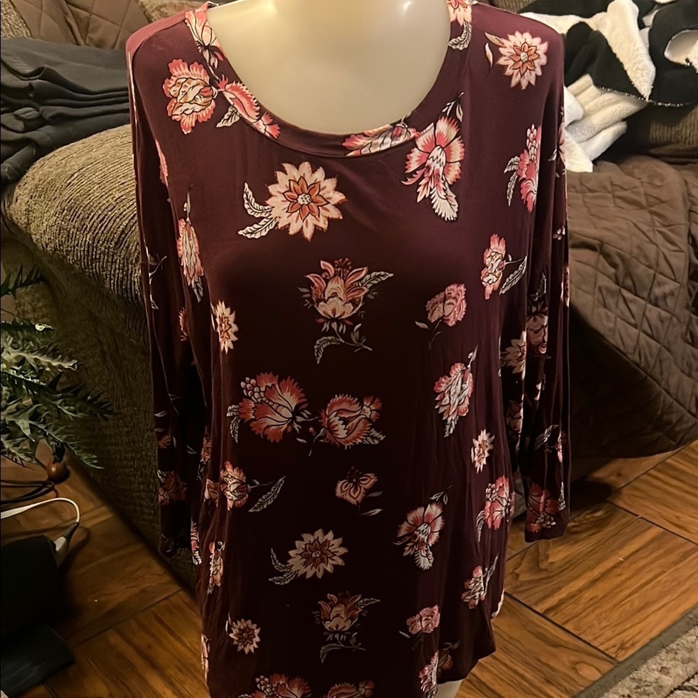 Floral Burgundy Women's Top